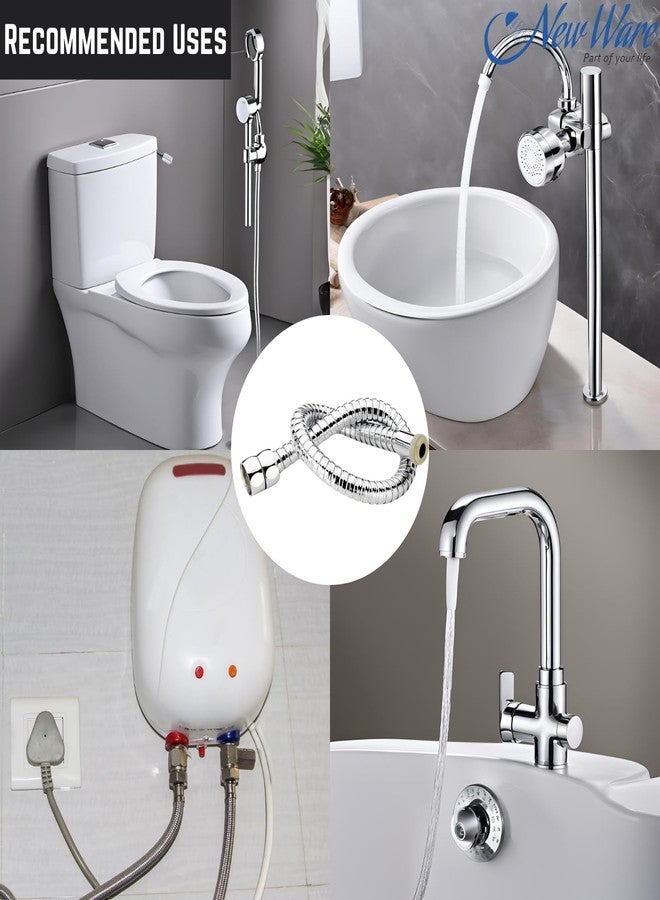 New Ware Stainless Steel Shower Tube Connection Pipe Set- Handheld Shower Head Hose- Health Faucet Hose- Durable & Heavy Duty-Silver(1 Pack) - Image 3